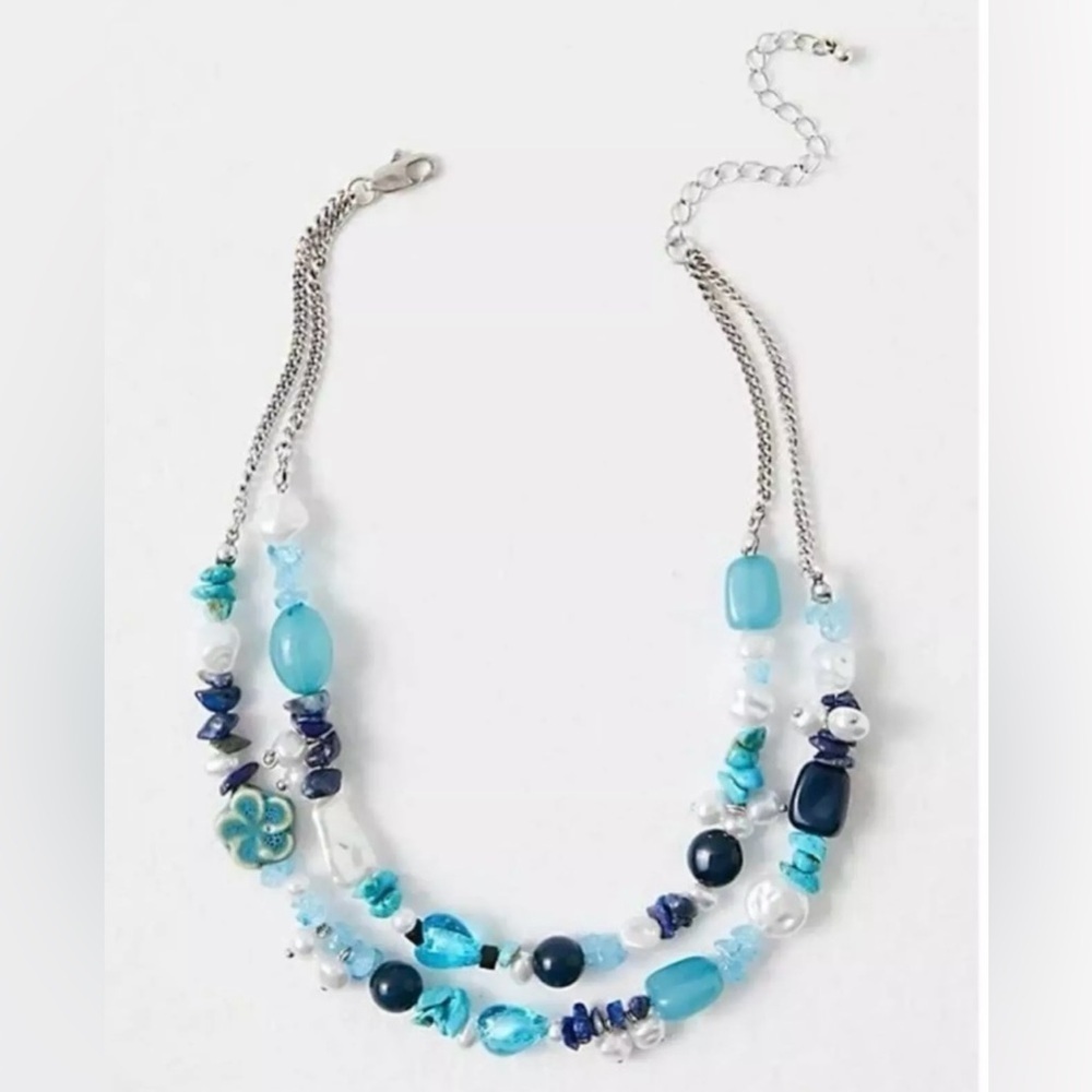 NEW WITH TAGS Free People Steal the Show Layered Choker Blues 💙🦋